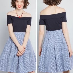Modcloth Double the Lovely Plus Size Pinup Style Off the Shoulder Dress 4X